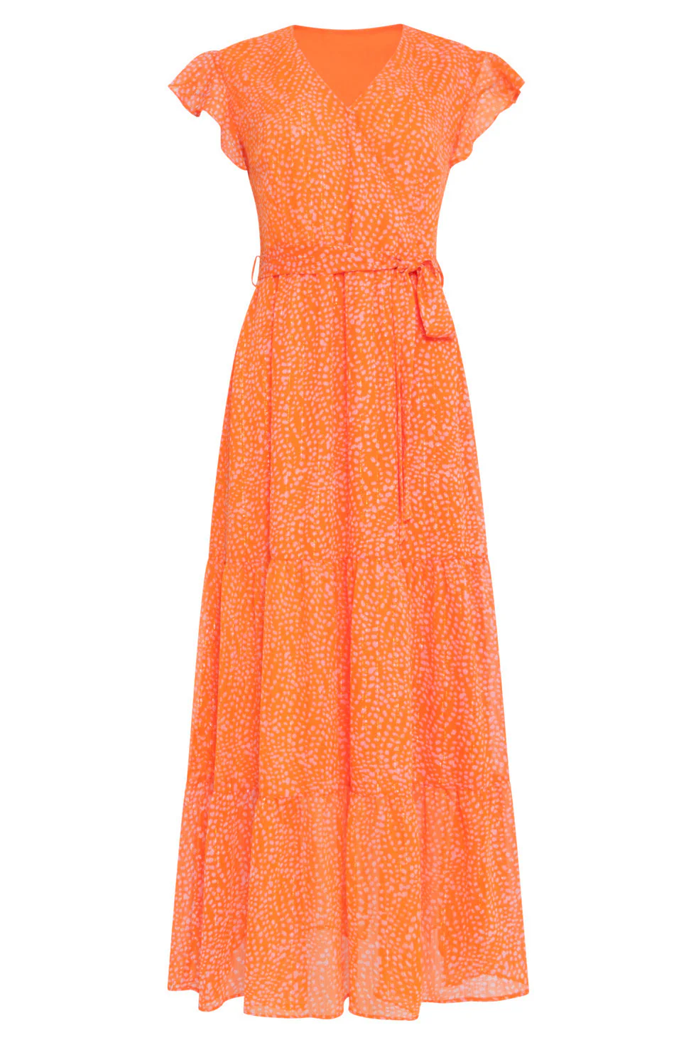 24016 Polka Dot Chiffon Jurk | Orange - Pink - Image 2