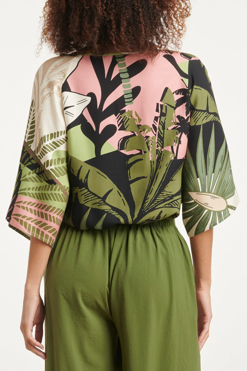 24046 Diep V-Hals Zomerse Top | Black - Muticolour - Image 6