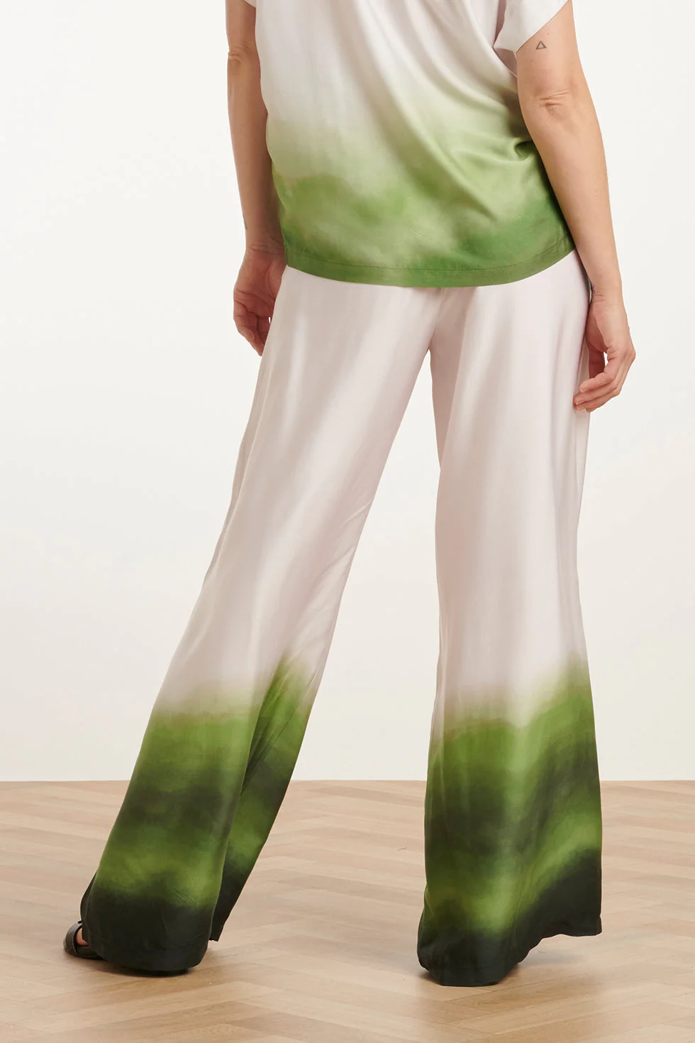 25019 Wide Leg Broekhelder Mauve Donker | Off White - Light Green - Image 6