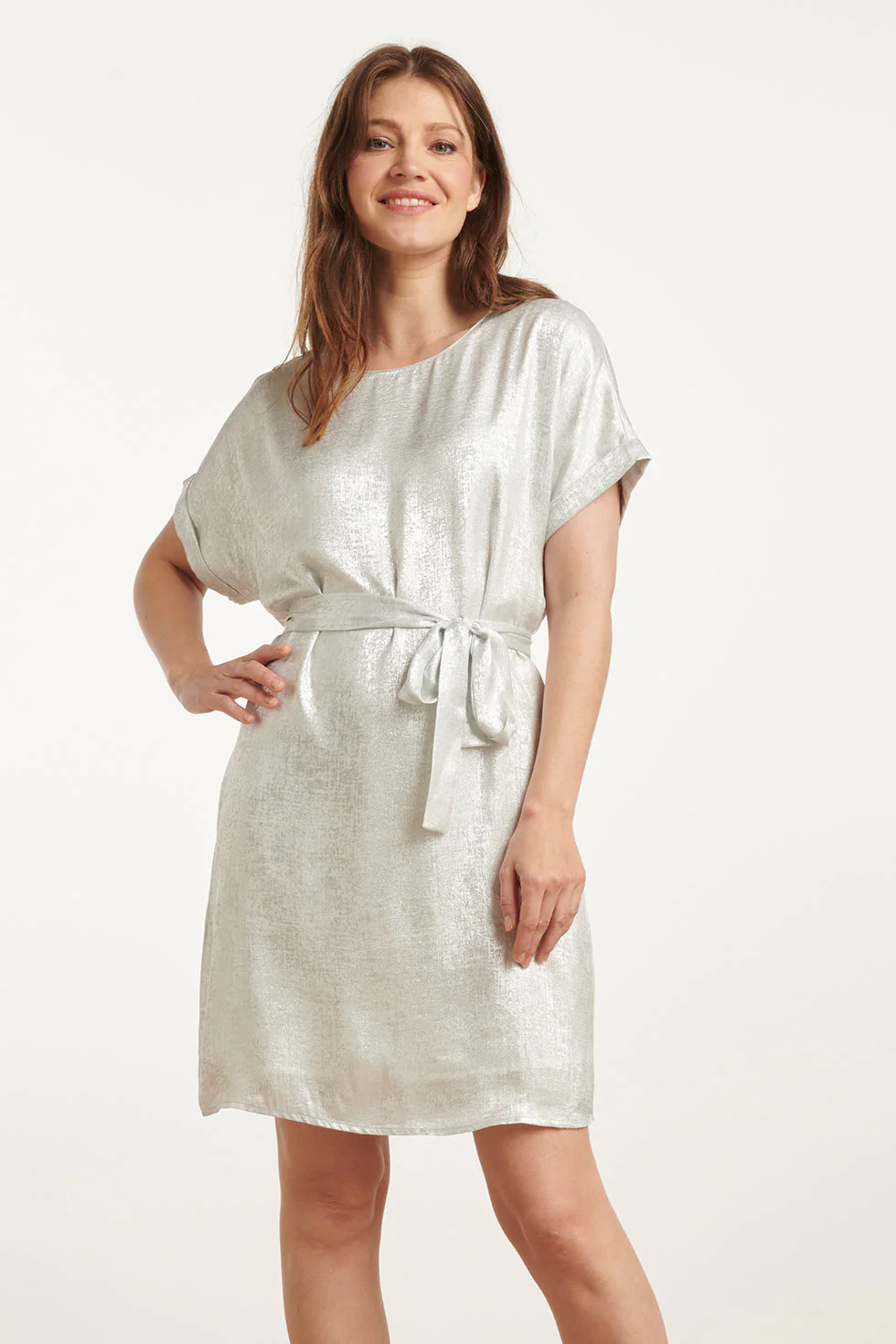 25111  Metallic Zomerjurk | Silver