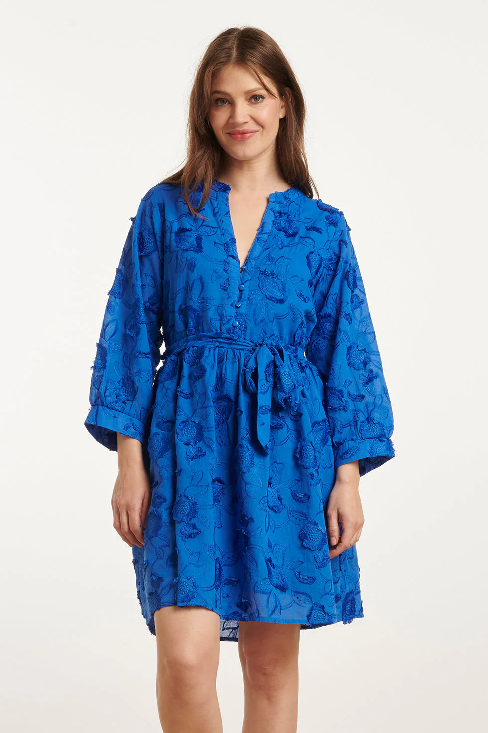 25137 Cobalt 3d Bloemen Jurk | Cobalt