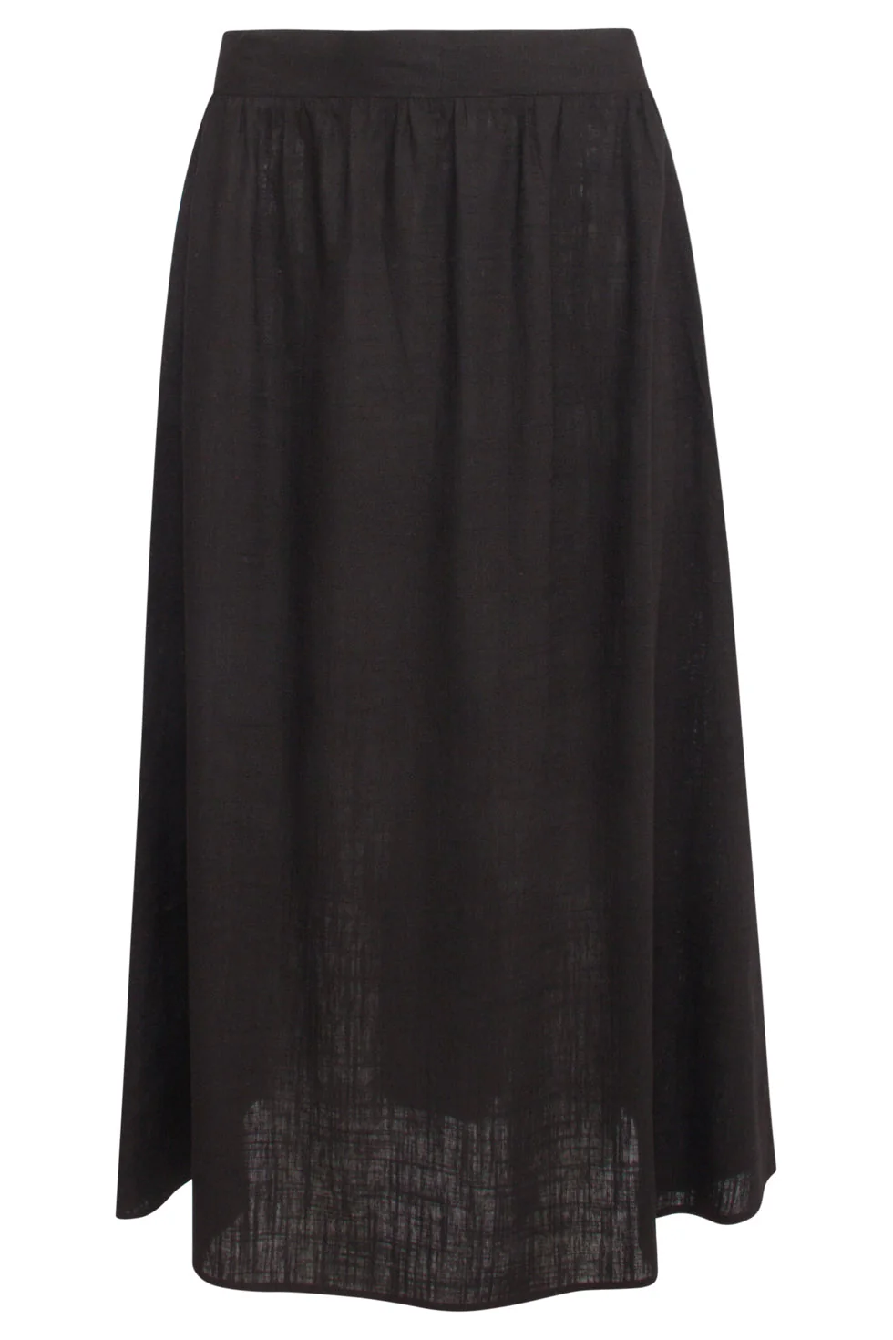 25149 E Linnen Midi Rok | Black - Image 2