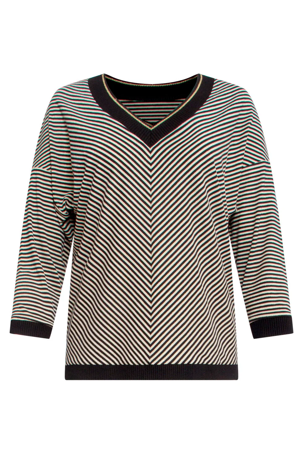 25179 - Top Met Chevron Streepprint | Black - Gold - Image 2