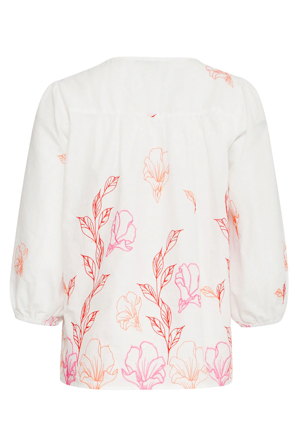25262 Te Top Met Bloemenborduurselsv-Hals | White - Muticolour - Image 7