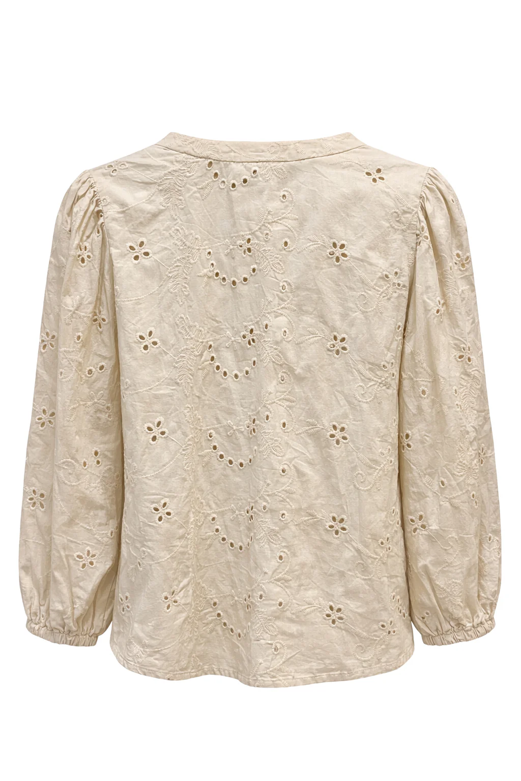 Crème Blouse Met Broderie Details En Lange Mouwen | Off White - Image 7