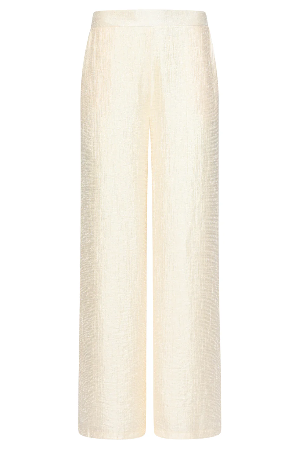Crème Wide Leg Broek Met Subtiele Glans En Crinkle Structuur | Off White - Image 2