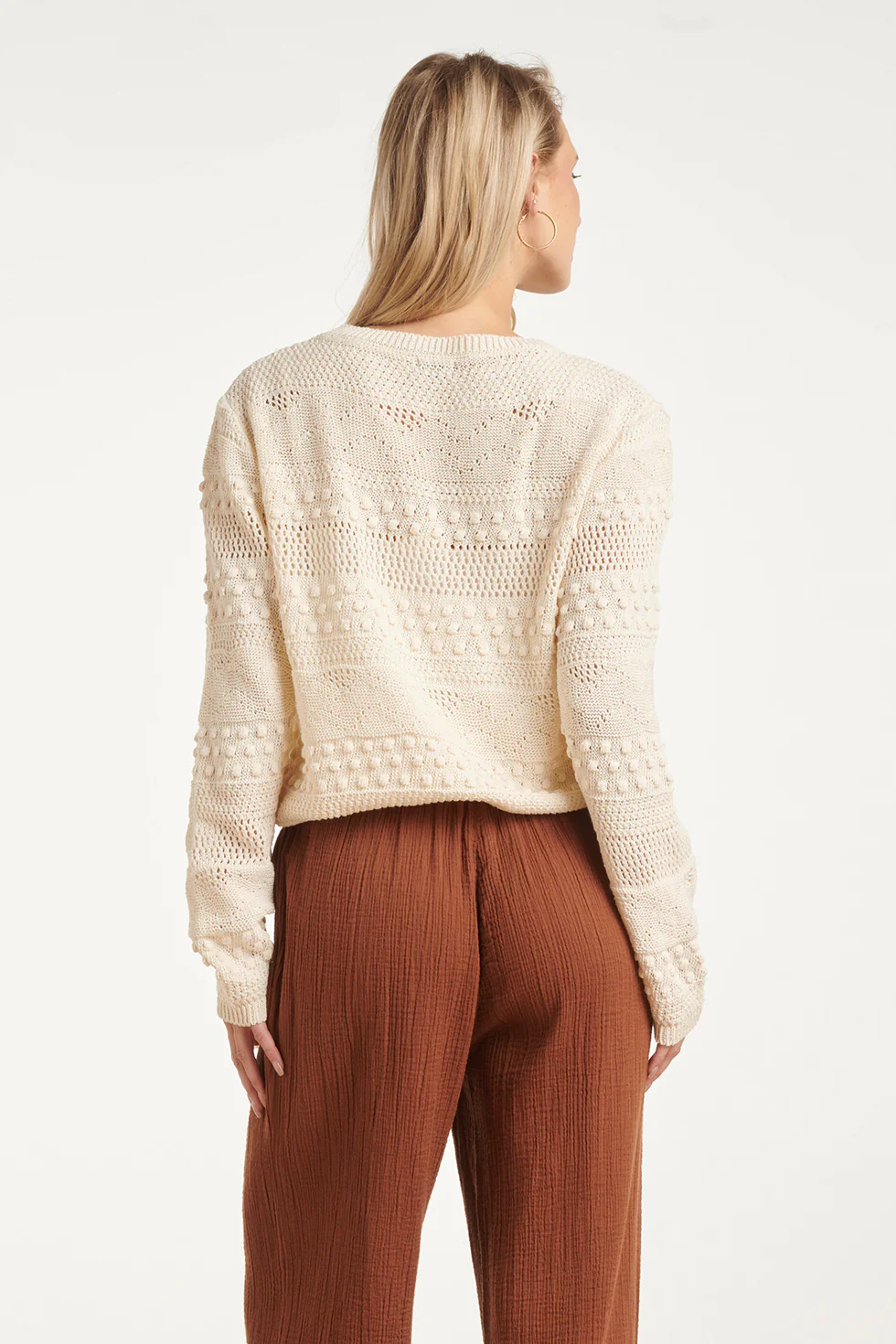 Gebreide Trui Met Reliëfpatroon En Ronde Hals | Off White - Image 12