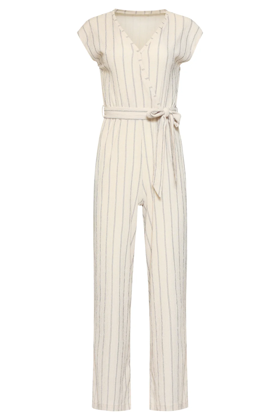 Gestreepte Jumpsuit Met Ingeweven Structuur | Off White - Black - Image 3