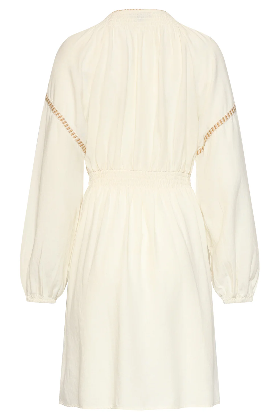 Off White Jurk Met Gouden Borduursels En Taille Elastiek | Off White - Sand - Image 14