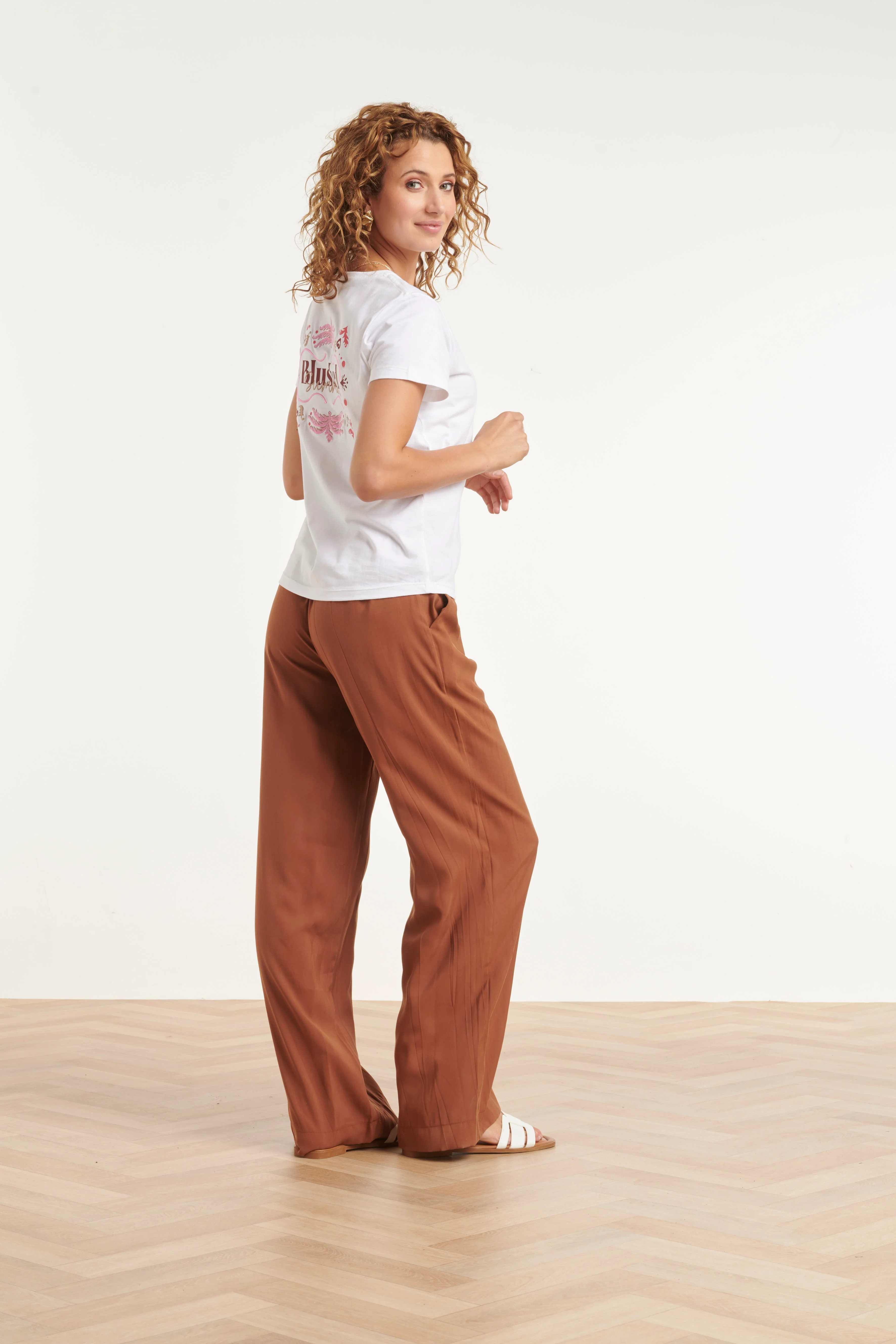 Stijlvolle Wide-Leg Broek Met Gladde Tailleband | Brown - Image 5