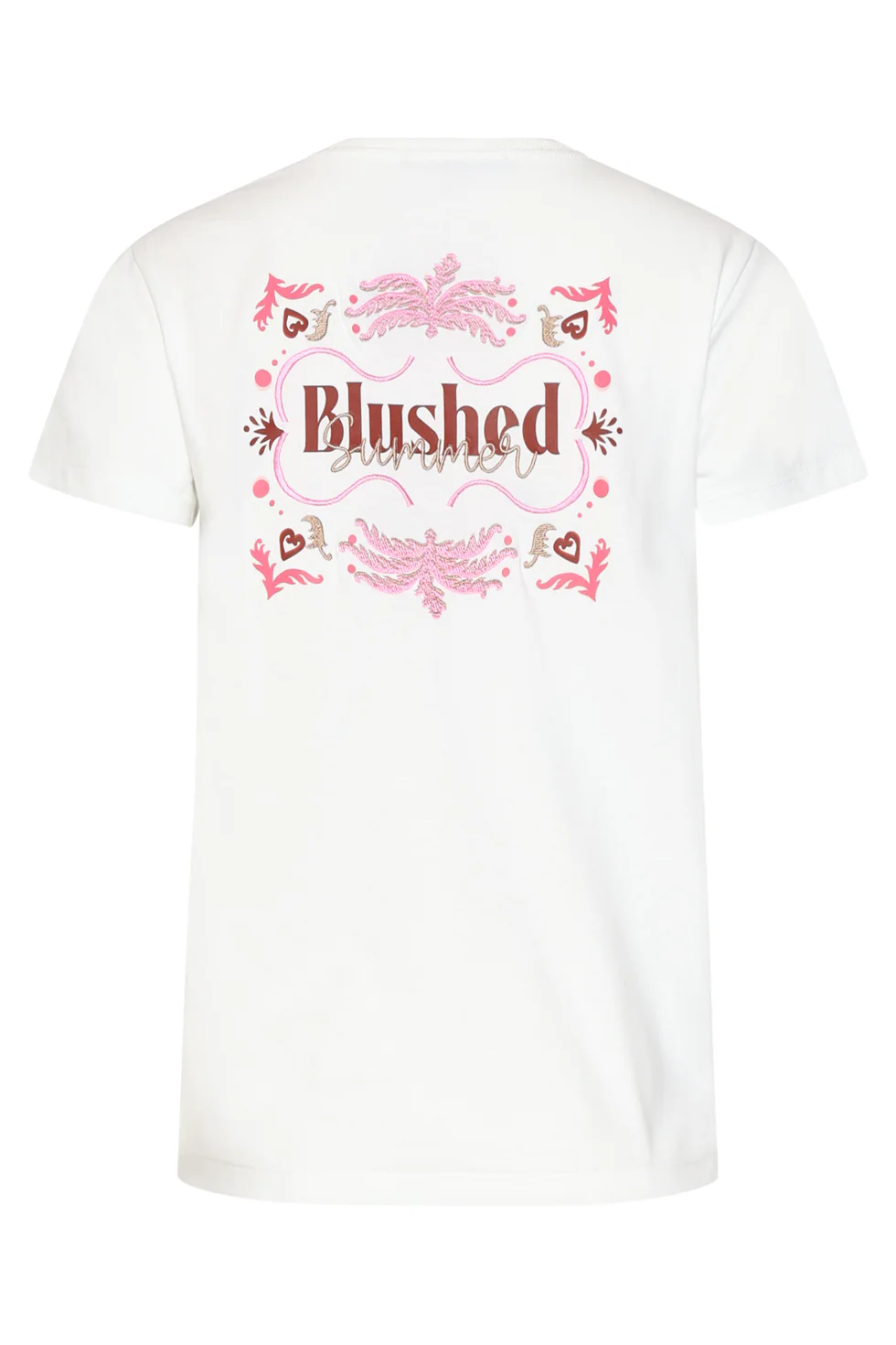 T-Shirt Met 'Blushed Summer' Print En Borduring | White - Muticolour - Image 8