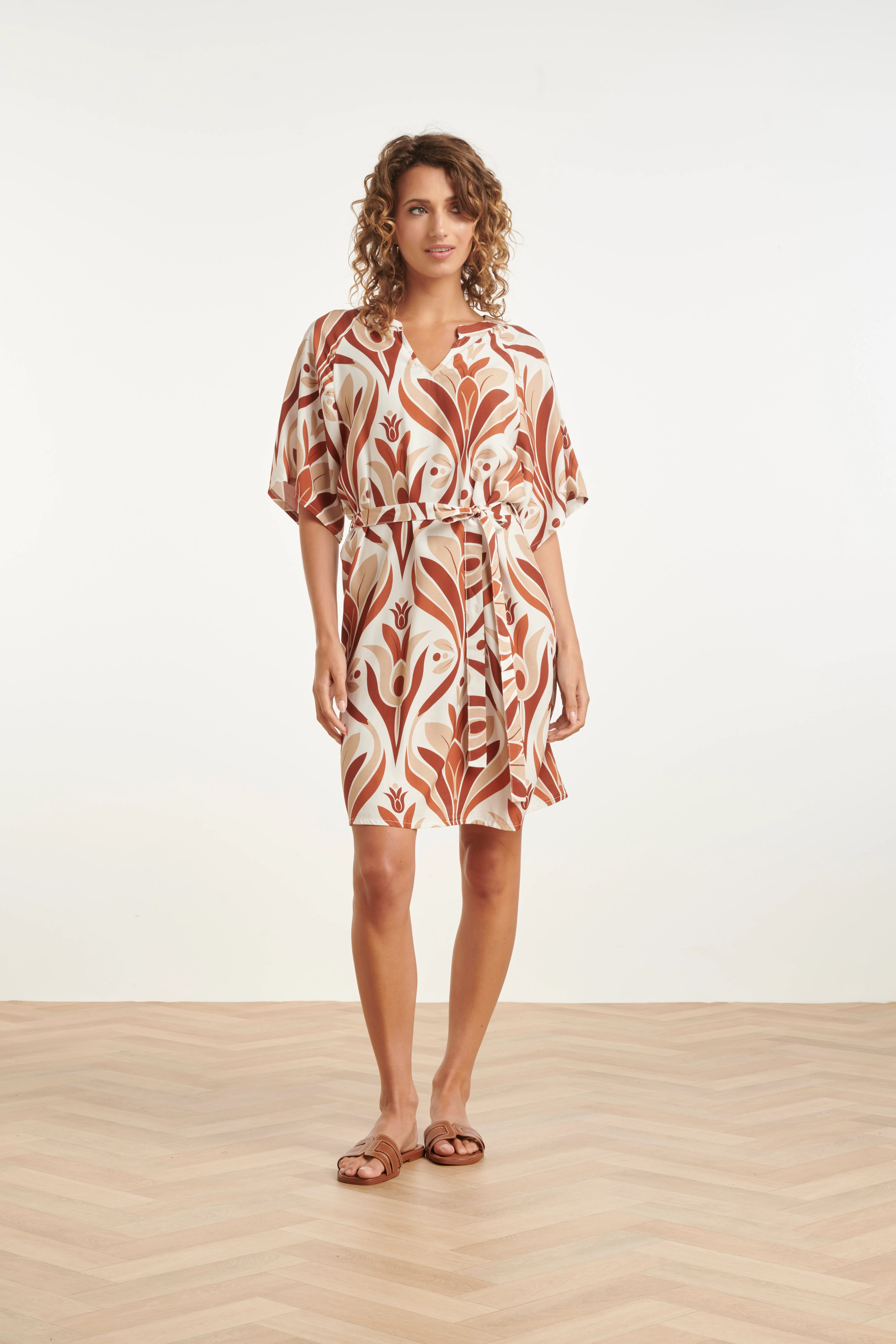 Tuniekjurk Met Flare-Mouwen En Retro Print | Muticolour - Image 3