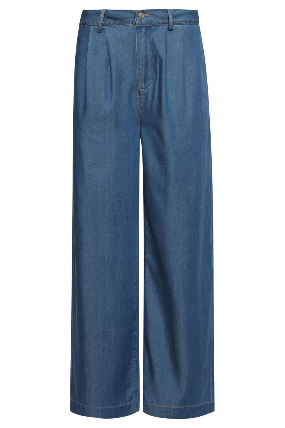 Wide Leg Tencel Broek | Medium Blue Denim - Image 4