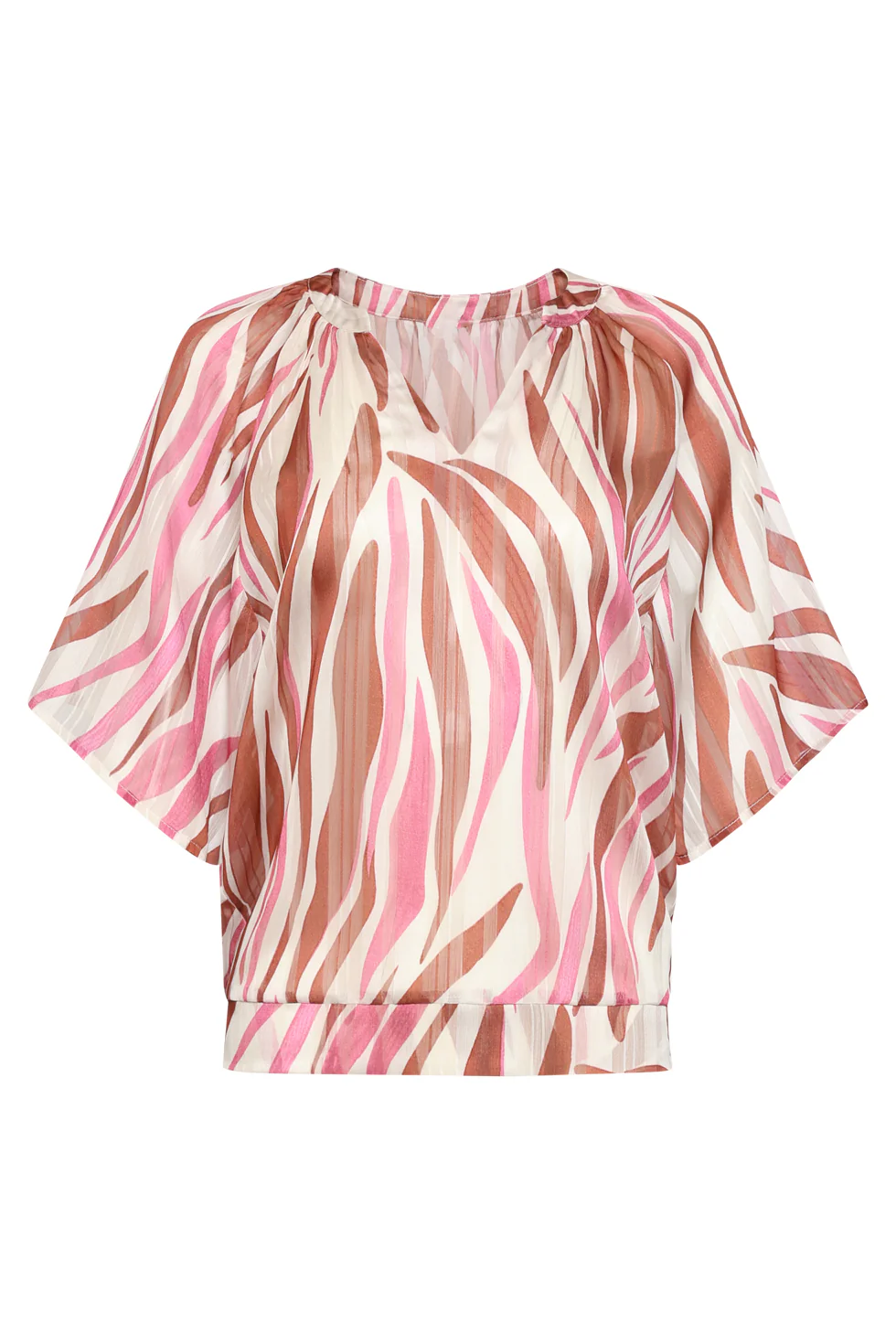 Wijde Top Met Roze Zebra-Style Print | Brique - Old Pink - Image 2